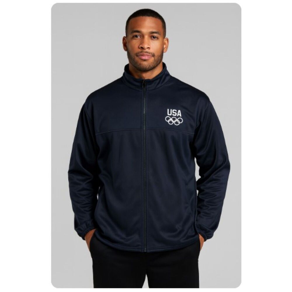 USA Olympic Committee Jacket Embroidered Full Zip Coat Mens Size XL